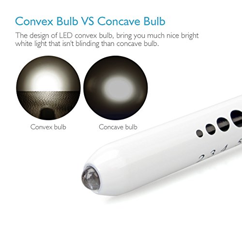 Opoway Nurse Penlight LED Medical Pen Light with Pupil Gauge Measurements for Nursing Students Doctors Stethoscope Medical Occasion with Durable Batteries Free, White, 2 Piece