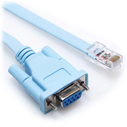 15 Foot Blue DB9 Female to RJ45 Male Rollover Console Cable for Cisco by CableRack