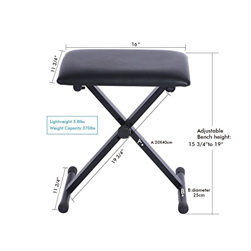 Keyboard Bench, Ohuhu Padded Adjustable X Style Folding Piano Stool