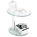 Rfiver Oval Clear Coffee Table End Table Top Small Side Table Corner Table for Living Room Bedroom Office Tempered Glass, ET3001