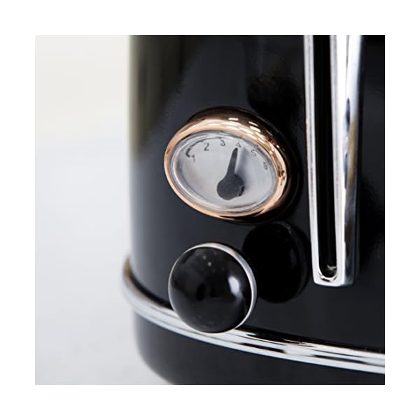 Tower Bottega T20017 4 Slice Stainless Steel Toaster with Variable Browning Control, Defrost and Reheat Settings, Black…