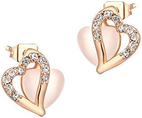 18K Rose Gold Plated All My Love Heart Earrings for Woman by AwesomeJi