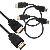 (2 Pack) Super Slim HDMI Cable TV Lead 1.4 High Speed Ethernet 3D Full HD 1080p - Support All HDMI Devices - Black - 30cm
