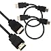 (2 Pack) Super Slim HDMI Cable TV Lead 1.4 High Speed Ethernet 3D Full HD 1080p - Support All HDMI Devices - Black - 30cm