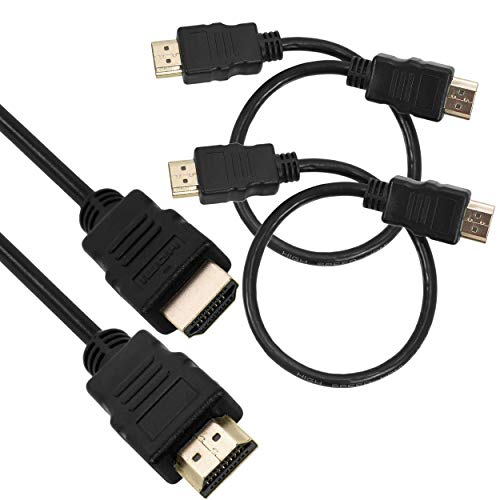 (2 Pack) Super Slim HDMI Cable TV Lead 1.4 High Speed Ethernet 3D Full HD 1080p - Support All HDMI Devices - Black - 30cm