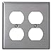 Leviton 84016-40 2-Gang, Duplex Device Receptacle Wallplate, Standard Size, Device Mount, Stainless Steel primary