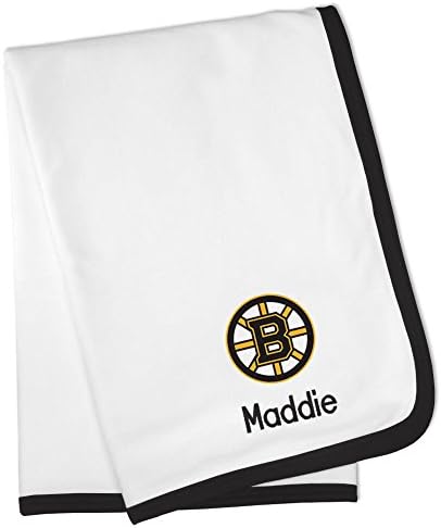 Boston Bruins Personalized Baby Blanket (White)