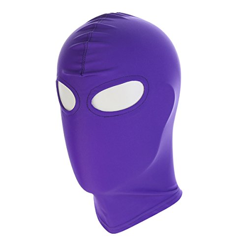 HOT TIME Unisex Lycra Spandex Zentai Hood Mask (S-Small, Purple-Open Eyes) - Thumbnail 2
