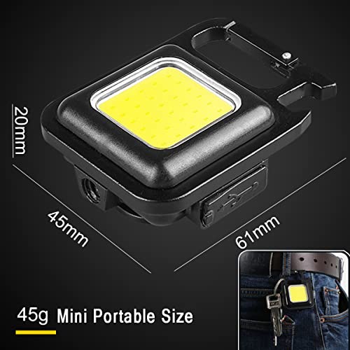 Mini Torcia da Lavoro LED Ricaricabile, Lampada di ispezione Portatile Multifunzione 800 lumens Luce COB 4 Modalità Portachiavi Magnetico Gancio Casa di Emergenza/Riparazioni/Campeggio Illuminazione