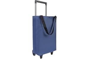 HOSDZOU Small Collapsible Shopping Cart,Shopping Cart with Wheels,Folding Portable Bag,Waterproof Rolling Bag,Trolley Tote Stair Climbing for Traveling,Gift for Women,Older (Blue2)
