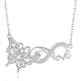 HeartMelody Butterfly Necklaces for Women Gold,Infinity Necklaces Wedding Anniversary Birthday Gifts for Wife Her Mom, 14K/18K White Gold Womens Fashion Jewelry with Dainty Birthstone