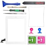 Prokit Adhesive New White iPad 2 Digitizer Touch Screen Front Glass Assembly - Includes Home Button + Camera Holder + PreInstalled Adhesive with SlyPry Tools kit (White)