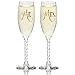 Mr. & Mrs. Gold Champagne Flutes With Gift Box - Wedding Glasses For Bride & Groom - Toasting Gift Sets - For Couples - Engagement, Wedding, Anniversary
