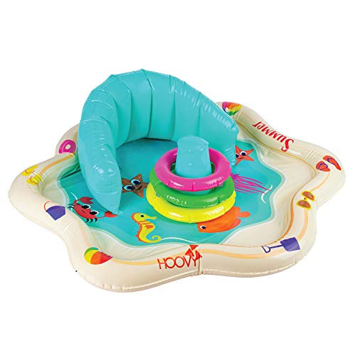 Inflatable Baby Splash Mat with Backrest & Fun Stackable Rings