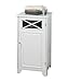 Teamson Home Dawson Wooden Freestanding Floor Cabinet with 1 Fixed 1 Adjustable Shelf 3 Storage Spaces and 1 Cross Molding Glass Paneled Doors, White