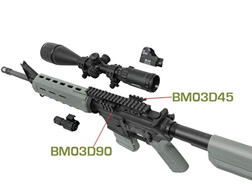 Low Profile Tactical Picatinny/Weaver 45 Degree Angle Mount, 1.37" Long with 3 Slots