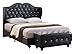 Kings Brand Furniture - Black Tufted Design Faux Leather King Size Upholstered Platform Bed