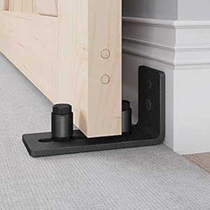 EaseLife Sliding Barn Door Bottom Floor Guide,Adjustable Roller,Wall Mount System,Flush Flat Bottom Design,2 Assemble Setup Options,Fit All Size Door,Black