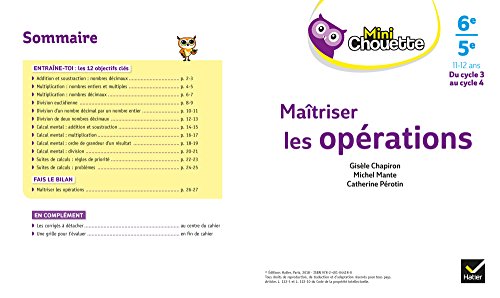 Mini Chouette Maîtriser les opérations 6e/5e: cahier de soutien en maths (cycle 3 vers cycle 4) - Image 3