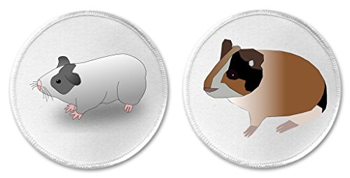 A&T Designs Set 2 Classic Brown White Guinea Pigs 3" Sew On Patches Pet Cute