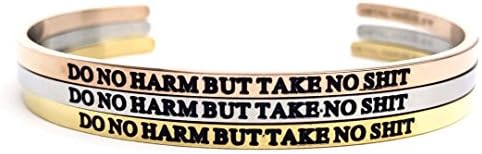 Do No Harm but Take No Shit Dainty Bangle (Silver)