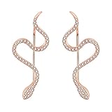 Snake Ear Climber Earrings Cubic Zirconia 925 Sterling Silver Ear Crawler Cuffs Earrings for Women Gift (Rose-Gold)