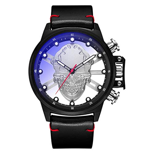Men's Watch,Hollow The Skull Watch, Quartz Movement, Waterproof Luminous, Holiday GiftBirthday Present (Silver)