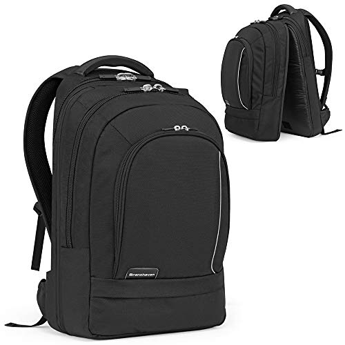 Brenthaven ProStyle X-ray Friendly Backpack with Fits 17 Inch Chromebooks, Laptops for K-12 Students, Teachers and Kids - Black, Durable, Rugged Protection from Impact and Compression