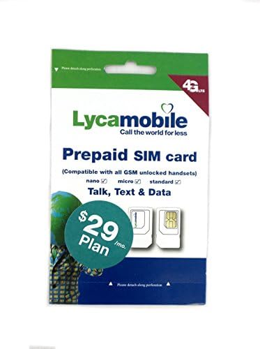 Lycamobile $29 Plan Sim Card Prelaoded With One Month Service Include 1GB 4G LTE Data Plus Unlimited Calls To Over 50 Countries