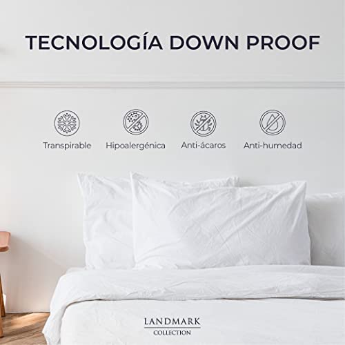 Landmark Collection - Almohadas de Lujo 100% Algodón - Paquete de 2 - Tamaño Standard Matrimonial - Almohadas Hoteleras - Firmeza Suave y Envolvente - Cama Matrimonial Individual