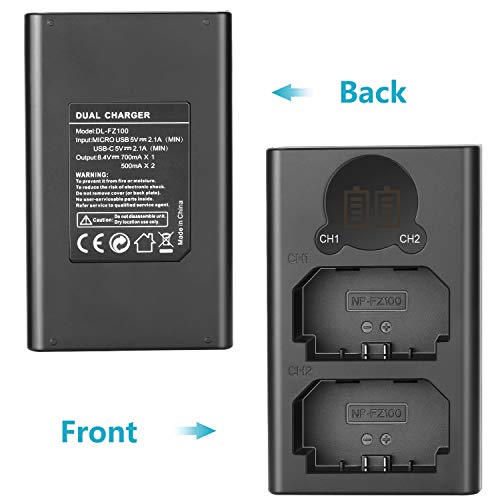 Neewer NPFZ100 Replacement Battery Charger Set Dual USB Battery Charger with LCD Display