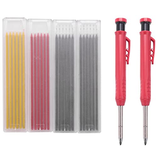 Tbkoly Solid Carpenter Pencil 2 Carpenter Pencils 24 Mechanical Pencil Refill Construction Woodworking Marker for Architect