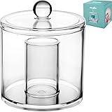 Clear Q-Tips Cotton Balls Acrylic Organizer, Storage Box for Cotton Swabs , Make Up Pads, Cosmetics & More - For Bathroom & Vanity By Kryllic