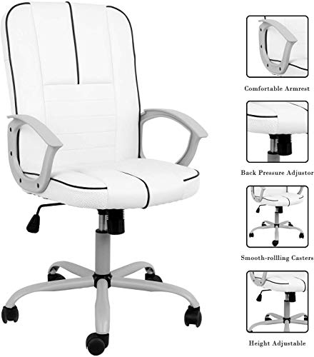 Smugchair Office Ergonomic Office Chair Executive Bonded Leather Computer Chair,White - //coolthings.us