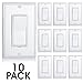 Maxxima Single Pole Decorative Wall Switch 15A On/Off White, Rocker Light Switch Wall Plates Included (Pack of 10)