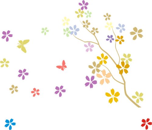 wall sticker multicolored MF191 japan flowers 40 x 33 cm