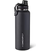 MOMENTOP Hydration Bottle with 2 Lids. (22 oz, 32 oz and 40 oz) (40 oz, Black)