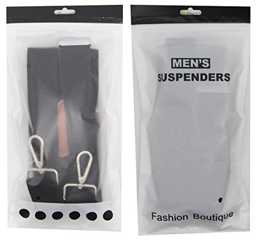 Bioterti Men's Heavy Duty X- Back 1.4 Inch Suspenders with 4 Snap Hooks (Burgundy) - Thumbnail 3