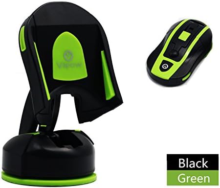 VIIPOW Universal Car Mount Smartphones Holder (Mini Automobile Frame Design)for iPhone 6/6S/7 Plus 5S/5C Samsung Galaxy S5/S6/S7 Edge/Plus Note 4/5 LG G3/G4/G5 Nexus Sony Nokia and More(Black-Green)