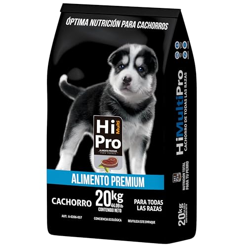 HI MULTI PRO Alimento Premium Cachorro 20 Kilos, 100% Balance Nutricional. con probióticos, Calcio y Proteínas de Alto Valor biológico