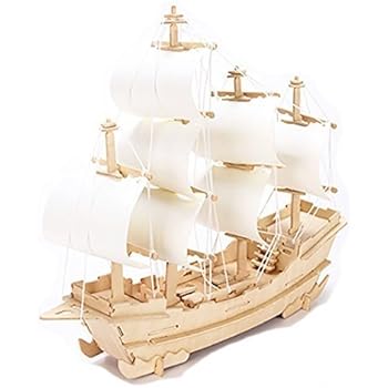 3D sailboat DIY Wooden Jigsaw Puzzle Toy or Hobby Decorative Merchant Ship Boat Model Gift by STONG