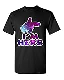Shop4Ever® Cartoon Hands I'm Hers Galaxy Unisex T-shirt Couple Shirts