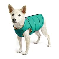 Gooby - Padded Vest, Dog Jacket Coat Sweater with Zipper Closure and Leash Ring, Solid Turquoise, Large