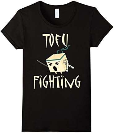 Womens Funny Tofu Fighting T-Shirt Large Black