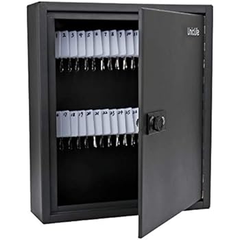 Uniclife 60 Keys Slotted Key Cabinet Steel Security Safe Lock Box with Combination Lock, Black