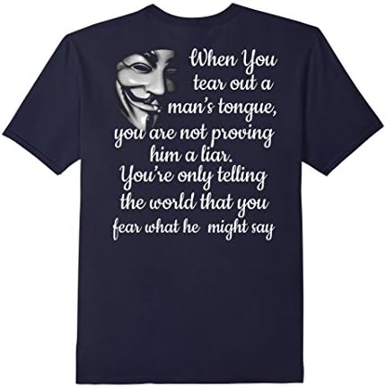 Men's Tear Out A Man's Tongue Anonymous Quote T-Shirt Large Navy