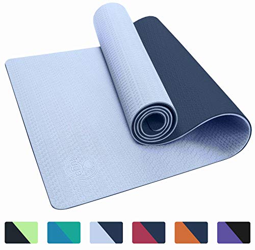 IUGA Yoga Mat Non Slip Textured Surface, Reversible Dual Color, Eco Friendly Yoga Mat with Carrying Strap, Thick Exercise & Workout Mat for Yoga, Pilates and Fitness (72″x 24″x 6mm)