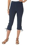 Roamans Women's Plus Size Side Tie Capri