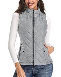 LONGKING Gray Women's Vest, Stand Collar