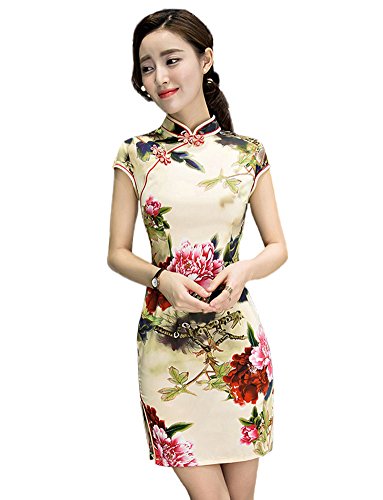 Women's Floral Qi Pao Cheongsam Chinese Modified Qipao Dress